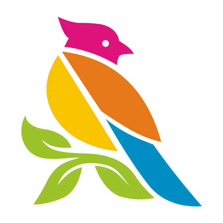 Bird Colors and Green Leafのイラスト素材