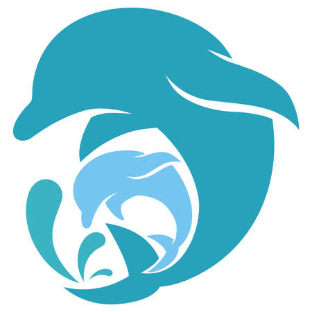 dolphin and her sonのイラスト素材