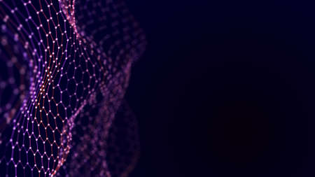 Abstract polygonal space. Low poly 3d wire. Artificial Intelligence. 3D.