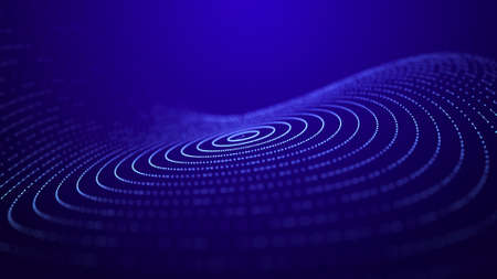 A wave of technology intertwined with dots and lines. Internet explorer of big data. 3D.