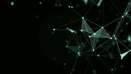 Distribution of lines and points in space. Digital background of data network connection. 3D.の写真素材