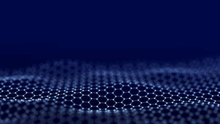 Abstract polygonal space. Low poly 3d wire. Artificial Intelligence. 3D.