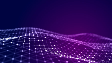 Abstract polygonal space. Low poly 3d wire. Artificial Intelligence. 3D.
