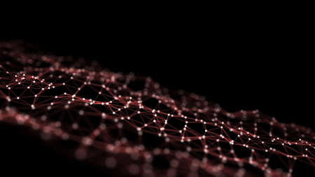 Data exchange. 3D mesh with connecting points and lines. Abstract technology background. 3D.の写真素材