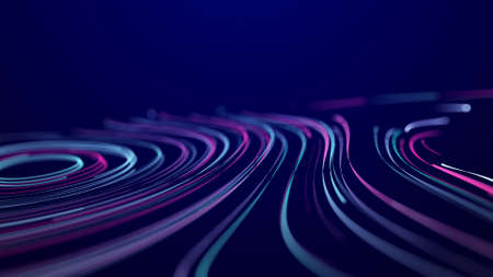 Abstract digital background from rounded colored lines. Information flow space. Big data...