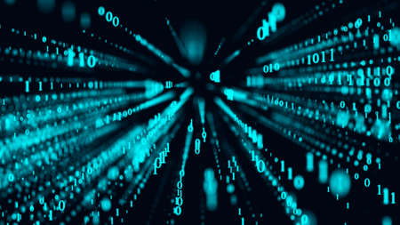 Matrix background with numbers. Technological binary code. Big data analytics. 3d.