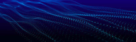 Futuristic wave. Network connection structure in cyberspace. 3D.