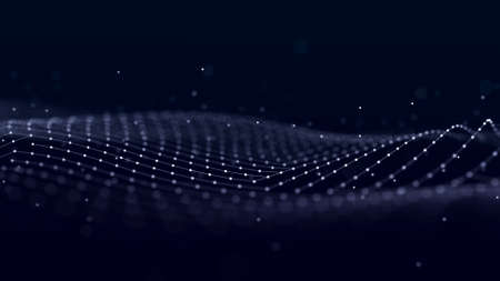 Futuristic wave. Network connection structure in cyberspace. 3D.