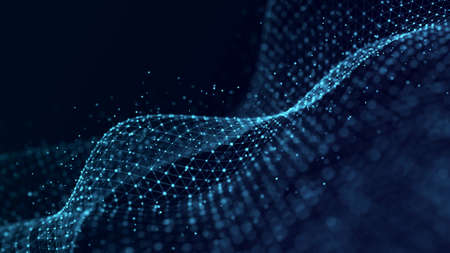 Futuristic wave. Network connection structure in cyberspace. 3D.
