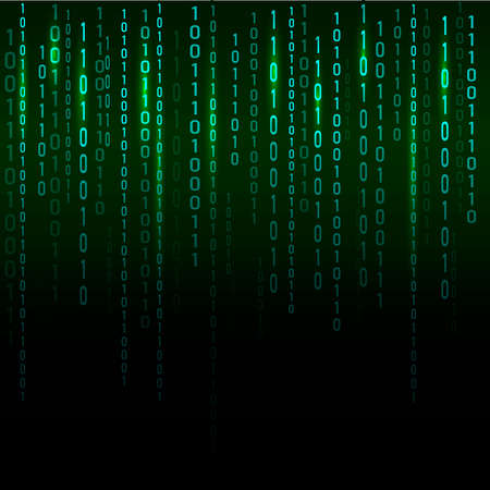 Vector Matrix Style Binary Background With Falling Snowflakesのイラスト素材 イメージマート