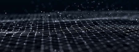 Abstract polygonal space. Low poly 3d wire. Artificial Intelligence. 3D.