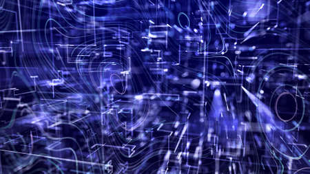 Abstract digital background from rounded colored lines. Information flow space. Big data visualization. 3D.の写真素材