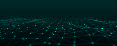 Abstract polygonal space. Low poly 3d wire. Artificial Intelligence. 3D.の写真素材