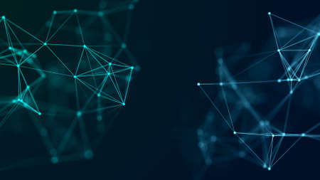 Distribution of lines and points in space. Digital background of data network connection. 3D.の写真素材