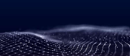 Futuristic wave. Network connection structure in cyberspace. 3D.