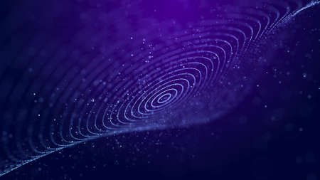 Sphere with moving information particles. Global communication technology. 3D rendering.の写真素材