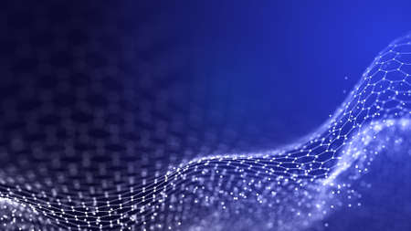 Abstract chain of hexagonal shapes. data technology background. 3D