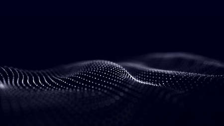Futuristic wave. Network connection structure in cyberspace. 3D.