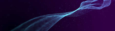 Abstract wave of dots in blue and purple tones. Equalizer for music. 3D.の写真素材