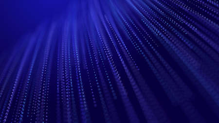 Digital background with movement of glowing particles. Complex technologies of big data. 3D.の写真素材