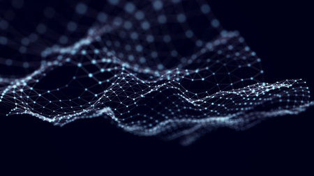 Abstract wave of information data flow. Technology background.3D.