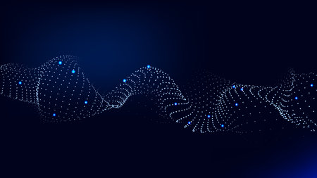 Technological wave of data transmission. digital background. vector illustration.のイラスト素材