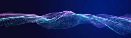 Abstract wave of dots in blue and purple tones. Equalizer for music. 3D.