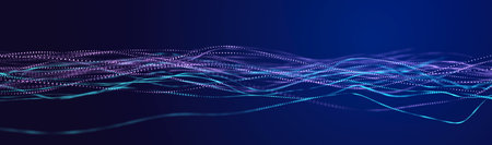 Abstract wave of dots in blue and purple tones. Equalizer for music. 3D.