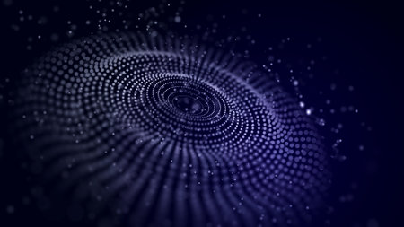 Sphere with moving information particles. Global communication technology. 3D.の写真素材