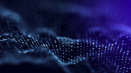Futuristic polygonal mesh. Abstract technology background. Big data visualization. 3Dの写真素材