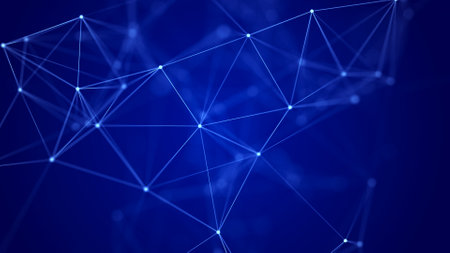 Interweaving of dots and lines in cyber space. Study, collection and processing of data. Business analytics.の写真素材