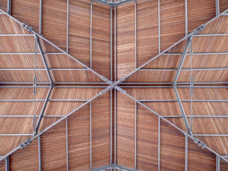 Modern roof of a port harbor made steel wood. Taken in Intra Verbana, north of Italy.の写真素材