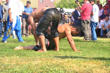 Greasy wrestling is a sport for the Turks. The wrestlers are called wrestlers.のeditorial素材