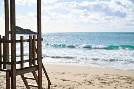 Watch tower on the beachの写真素材