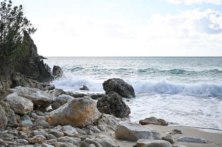 Rocks on the beach Kefalonia greeceの写真素材