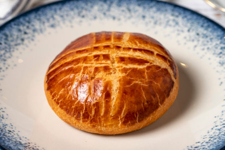Pogaca on a white background. Turkish pastry product