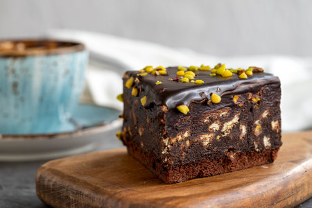 Mosaic cake. Homemade pistachio mosaic cake. close up