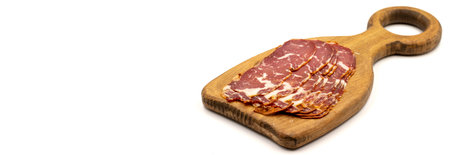 Turkish pastrami. Bacon made from ribeye meat. Beef pastrami sliced Pastirma or Turkish pastrami....