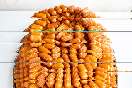 Tulumba dessert. Traditional Turkish cuisine delicacies