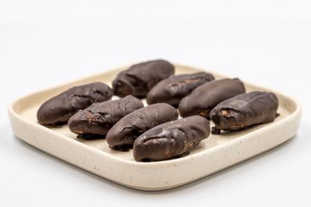 Special chocolate with dark outside and coconut inside. Dark chocolate with coconut filling on a...