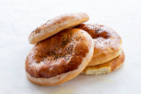 Ramadan pita on a white background. Traditional Ramadan flavors. Ramadan pitaの写真素材