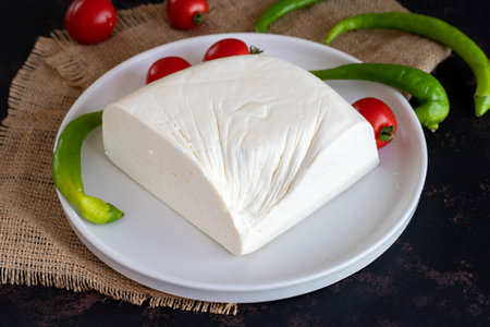 Feta cheese on dark background