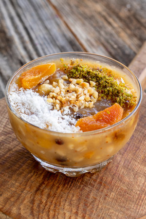 Turkish traditional dessert ashure (Noah's Pudding)の写真素材