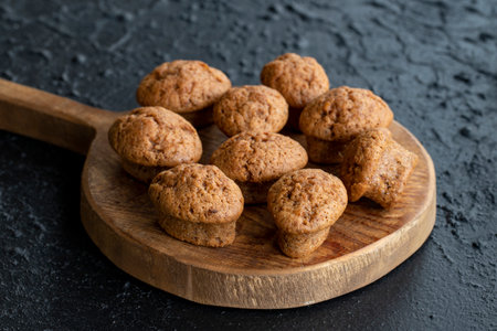 Carrot and cinnamon cake on dark backgroundの写真素材