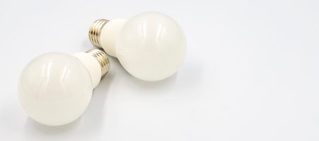 Electricity-saving led lamp on a white background. copy spaceの写真素材