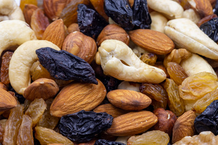 Close-up Mixed nuts. food background. Snack Fresh Nuts.の写真素材