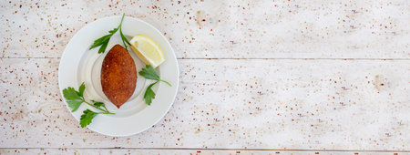 Delicious stuffed meatballs on white background - copy space - icli kofte - kibbehの写真素材