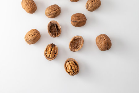 walnuts on a white background