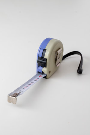 tape measure on a white backgroundの写真素材