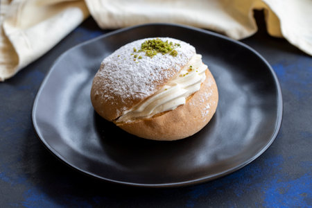 small cake on the table - traditional french flavor with cream in the middle - german cakeの写真素材